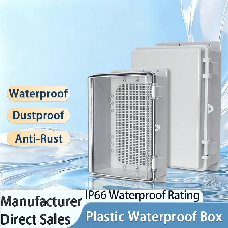 IP66 Waterproof Junction Box with Ears Enclosure ABS Hinge Buckle Electronic Power Distribution Box for Electrical Project