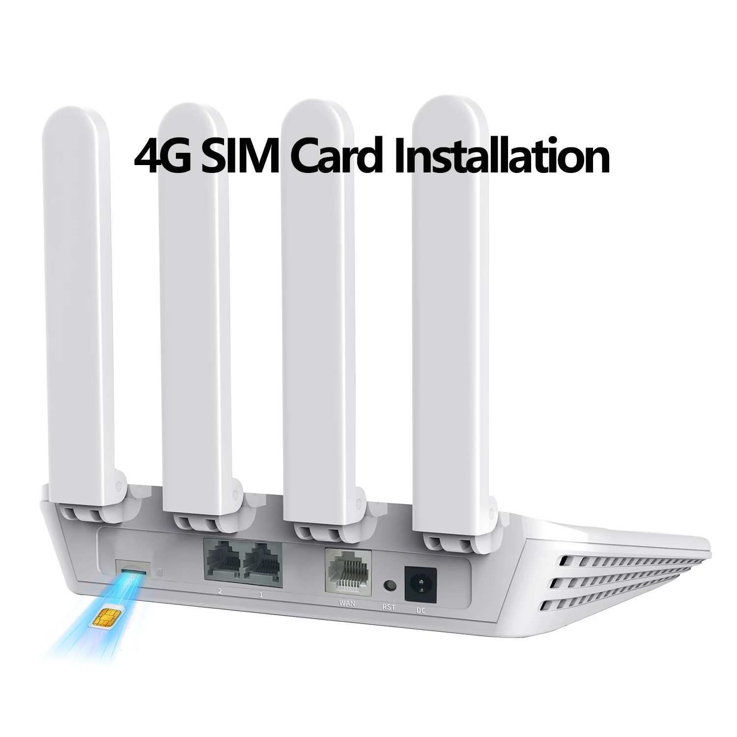 Enrutador Wifi 4G, módem inalámbrico CAT4, Tarjeta SIM desbloqueada de 300Mbps con 4 antenas WAN 2 x LAN para el hogar