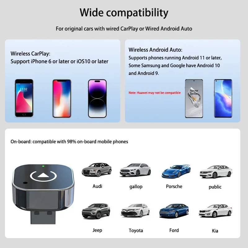 Adaptateur CarPlay Android Auto sans fil, Dongle USB, Mini boîte intelligente Plug And Play universel pour VW Toyota Nissan Honda Ford Benz, nouveau