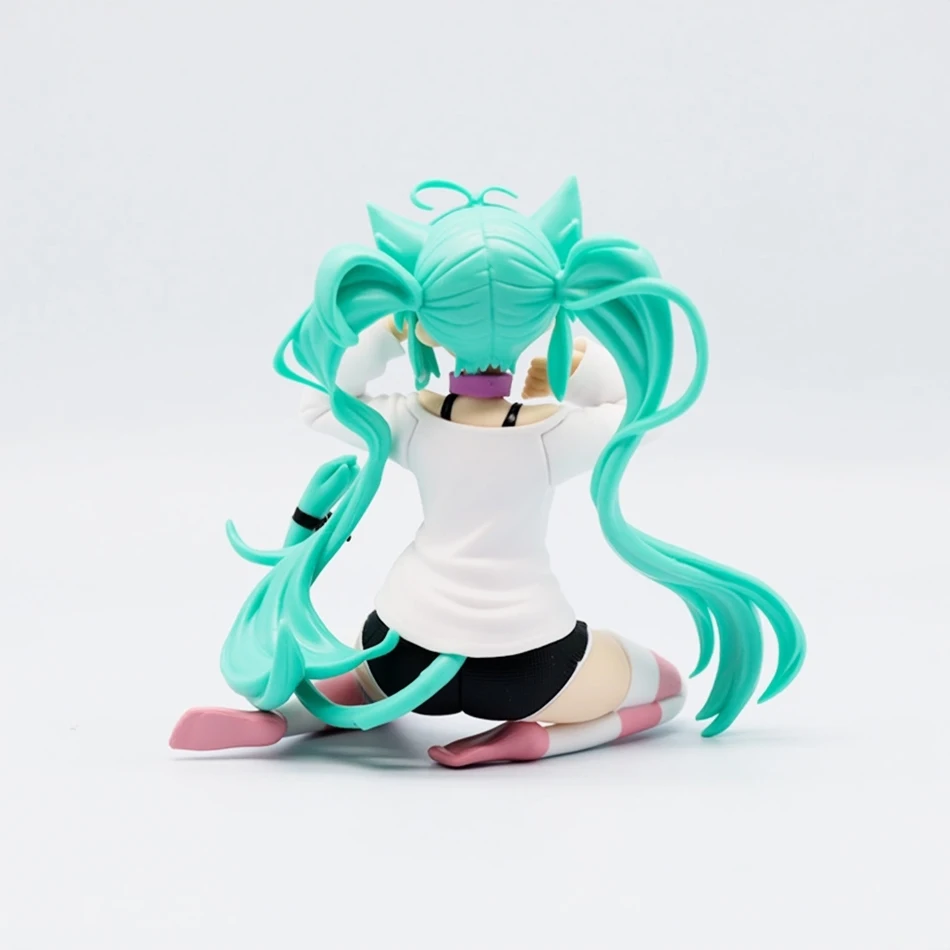 Hatsune Miku เดสก์ท็อปน่ารัก Action Figure 12 ซม. Neko เสื้อยืด Ver. อะนิเมะตุ๊กตาสาว Kawaii รุ่นของเล่นของขวัญ