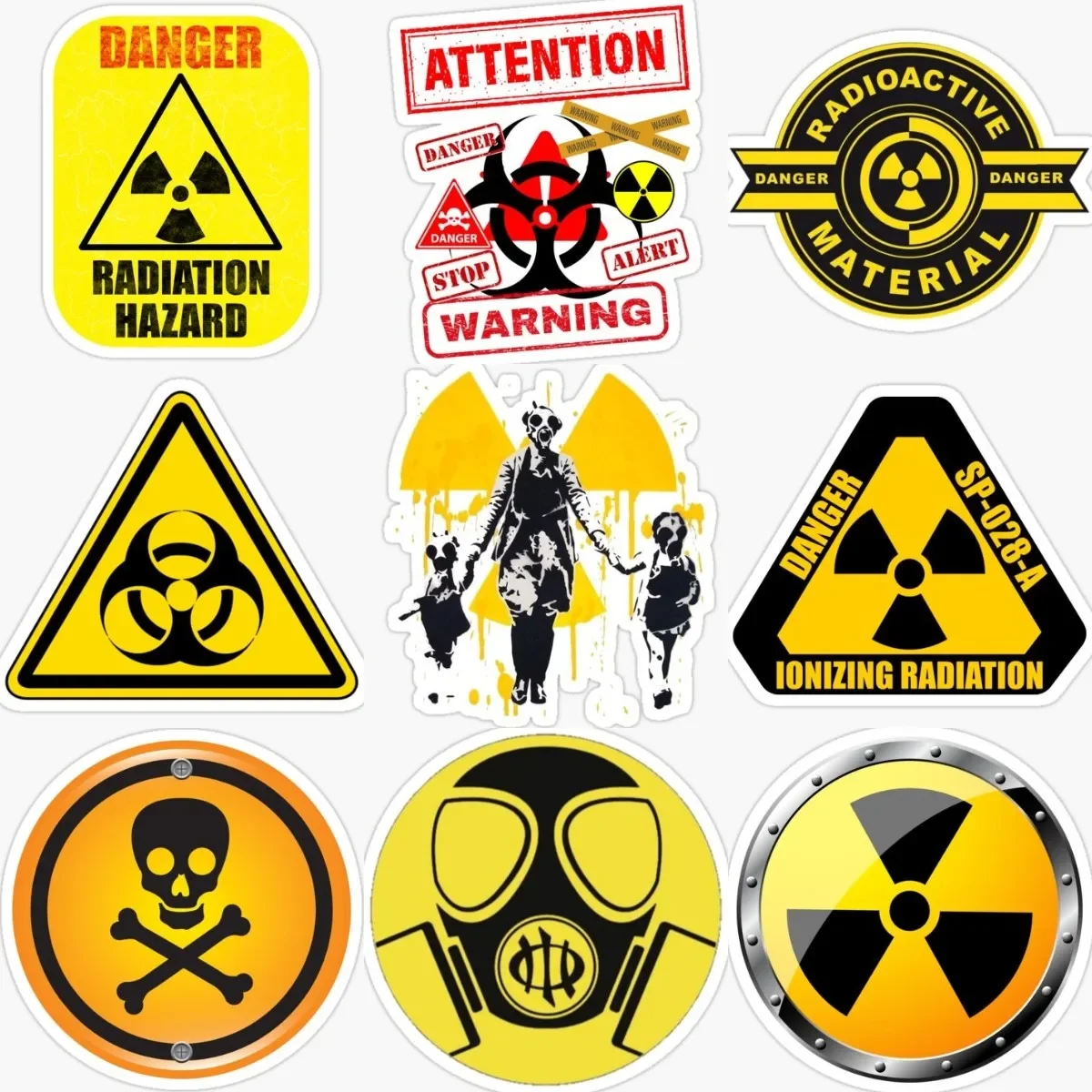 

Nuclear Radiation Warning Signs Creative Sticker Vinyl Laptop Wall Truck Window Moto Bicycle Glass Helmet Off-road Decal PVC