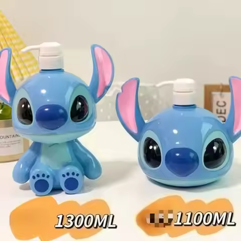 Stitch Cute Squeeze Bottle for Shampoo Soap Lotion Travel Refillable Pump Dispenser Kawaii Bathroom Decor Gift Idea