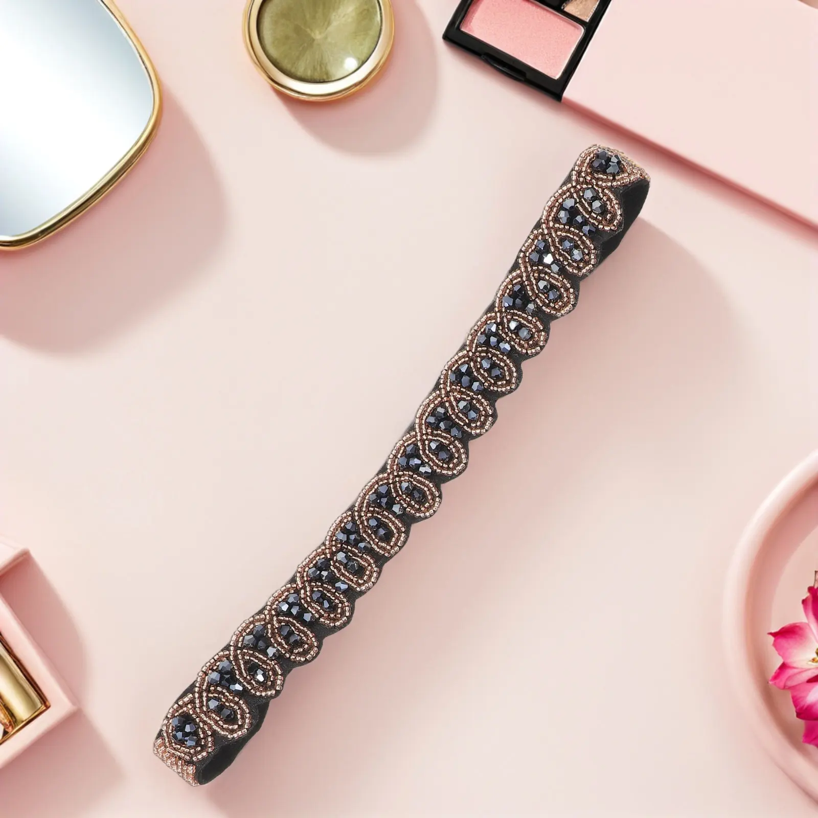 

5 шт. женских эластичных повязок на голову с бусинами и стразами, блестящие повязки для волос для вечеринок и свадеб, аксессуары для волос для девочек и женщин