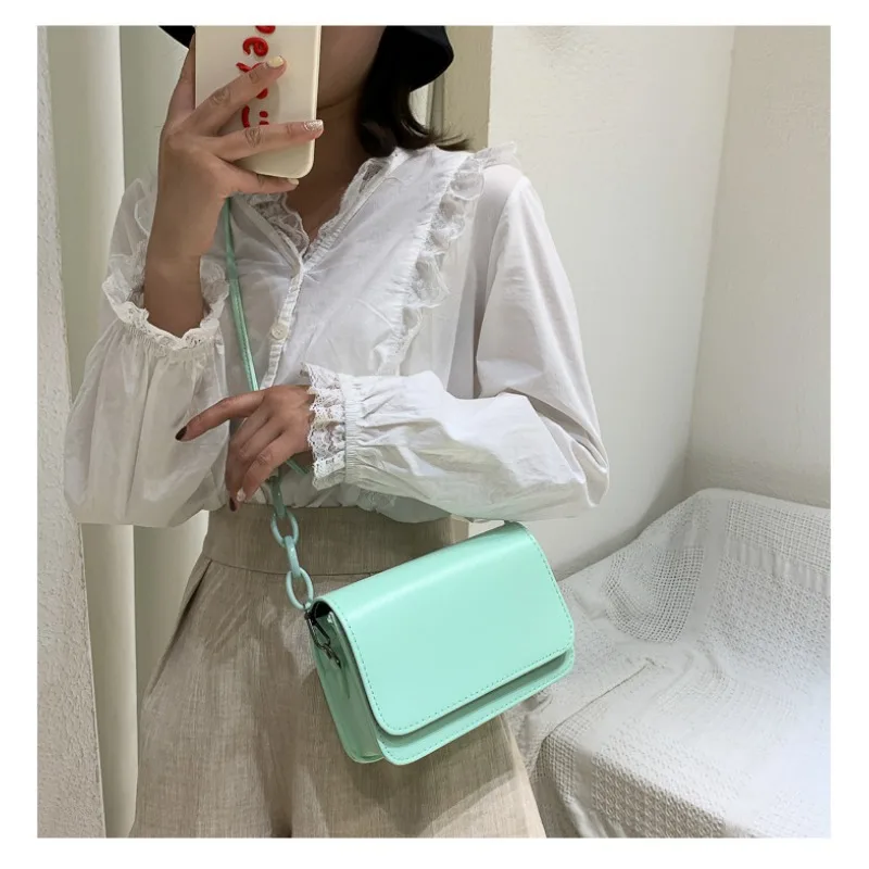 Solid Color Shoulder Bags Chain Square Women Korean Version of Small Handbag Fashion Tide Bag