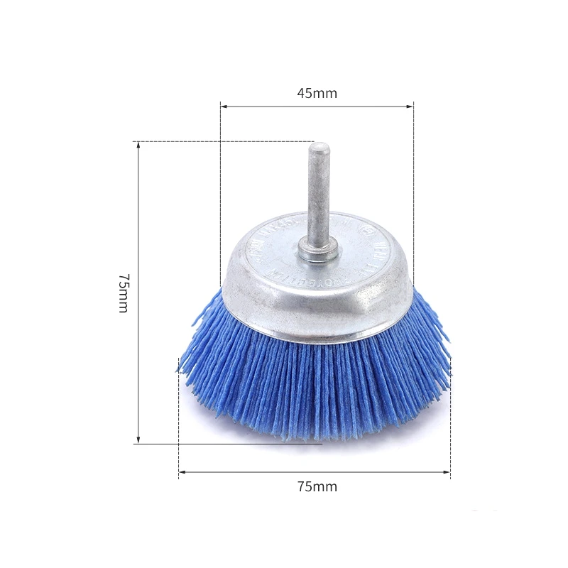 3Pcs 3Inch Nylon Filament Abrasive Wire Cup Brush Kit with 1/4 Inch Shank, Include Fine Medium Coarse Grit Removal Rust