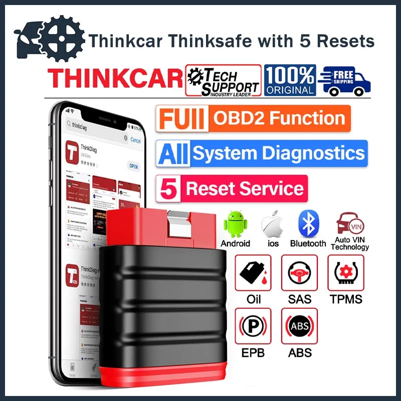 Thinkcar Thinksafe Obd2 BT Scanner Professional ENG AT ABS SRS All System Diagnosic Tool With 5 Resets Obd2 Eobd Code Reader