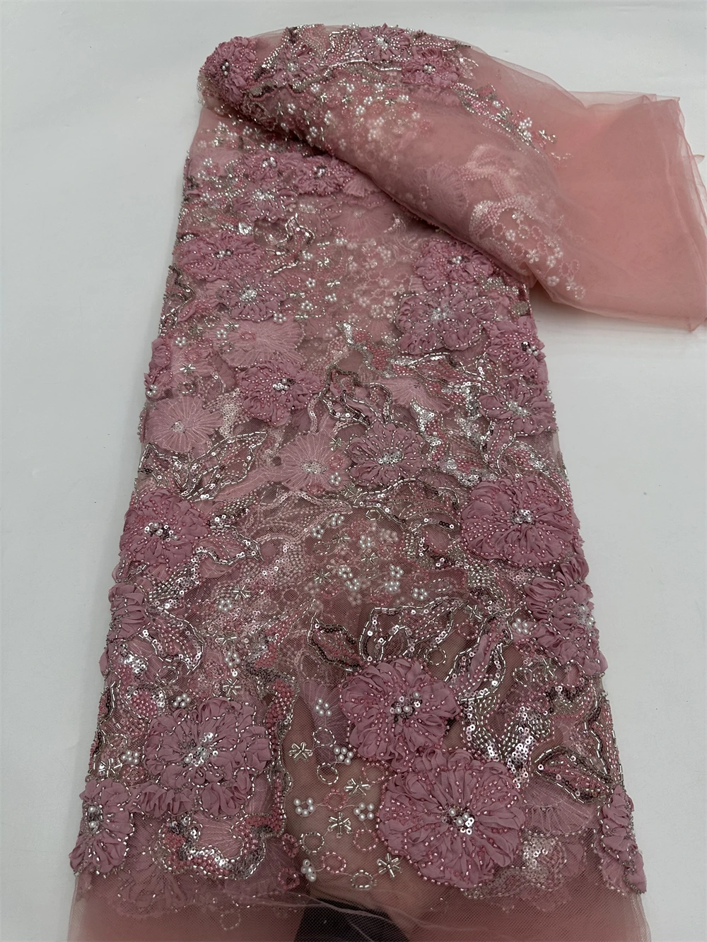 African Nigerian Mesh Lace Fabric,For Sewing,Clothes,Sequin,Tulle,Wedding Dresses,Embroidery,Fabrics By The Meter,Crafts,Sewing
