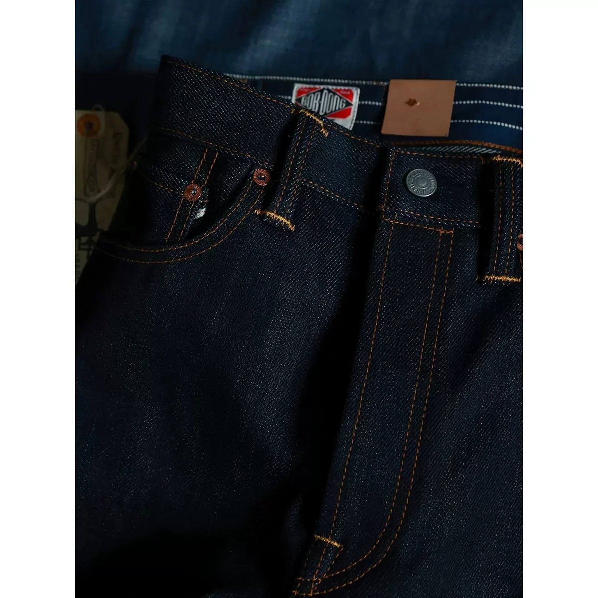 BOB DONG Lot 35-3 Heavyweight 23oz Selevdge Denim Jeans Slim Straight Fit Indigo