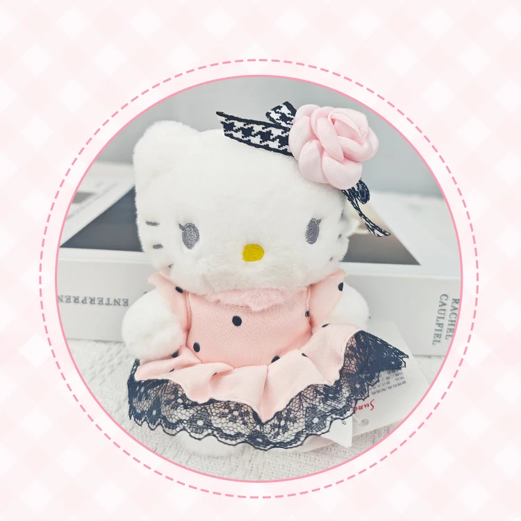 

4inch Genuine Sanrio Hello Kitty Anime Stuffed Plush Toy Peluche Keyring Keychain Kawaii Birthday Party Christmas Gift Doll Girl