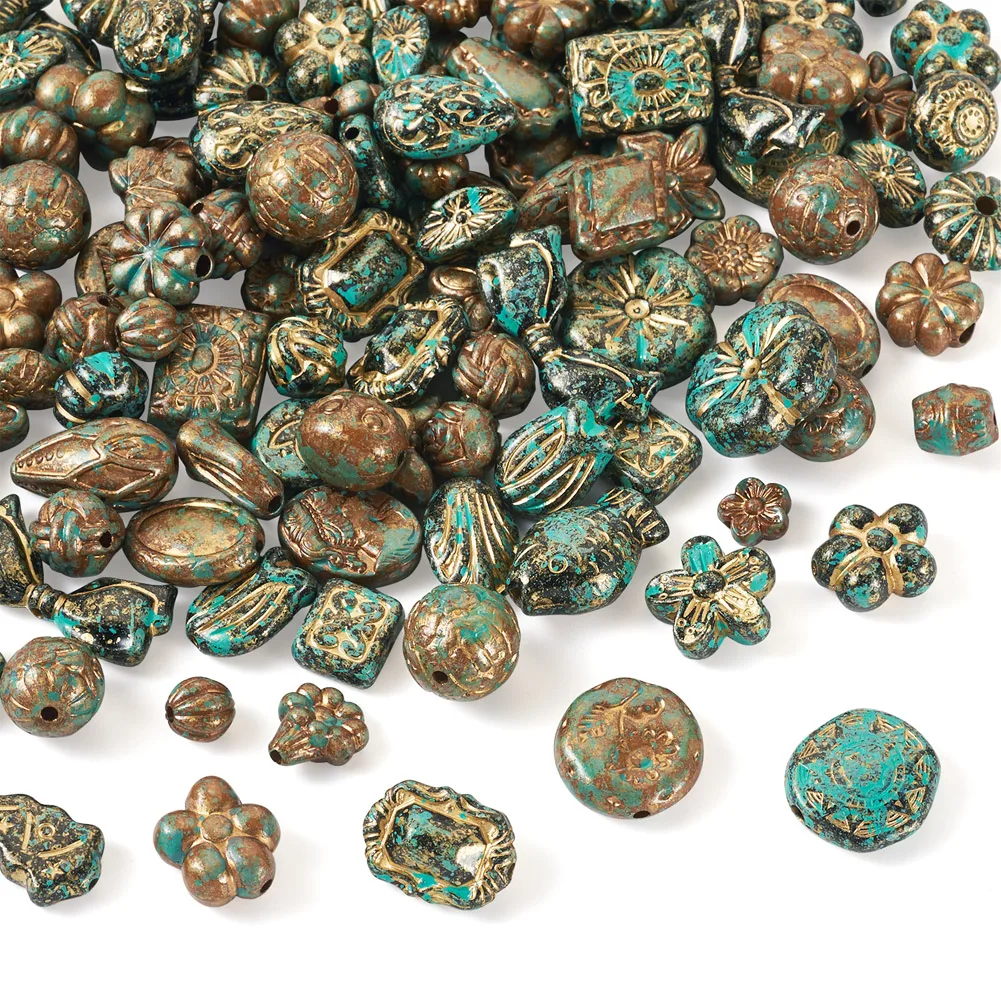

Craftdady 1 Bag Golden Metal Enlaced Acrylic Beads Vintage Baroque Jewelry Bead Random Mix Shape for DIY Jewelry Making Findings