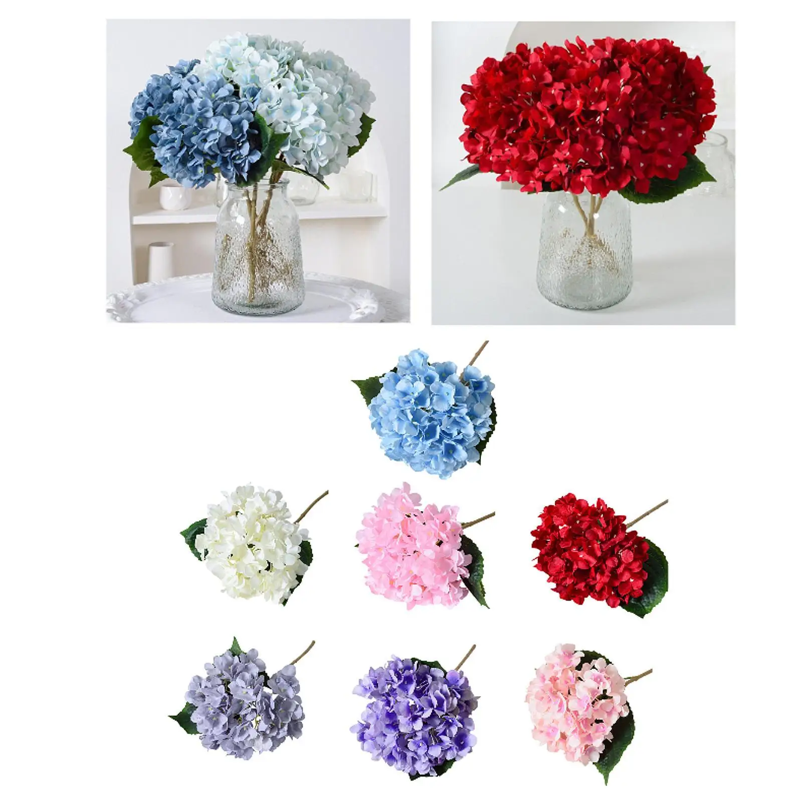 45cm Artificial Hydrangeas Flower with Stem Multifunctional Floral Arrangement for Hotels Stores Accessory Elegant Handcrafted