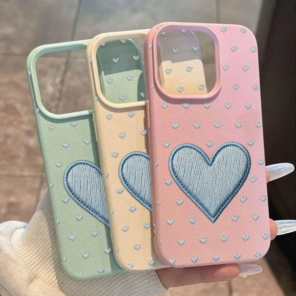 Leather Blue Heart Case For Samsung A05S A06 A07 A15 A16 A17 A34 A35 A53 A54 A55 S23 S24 FE S25 S26 Ultra A26 A36 A56 Cover