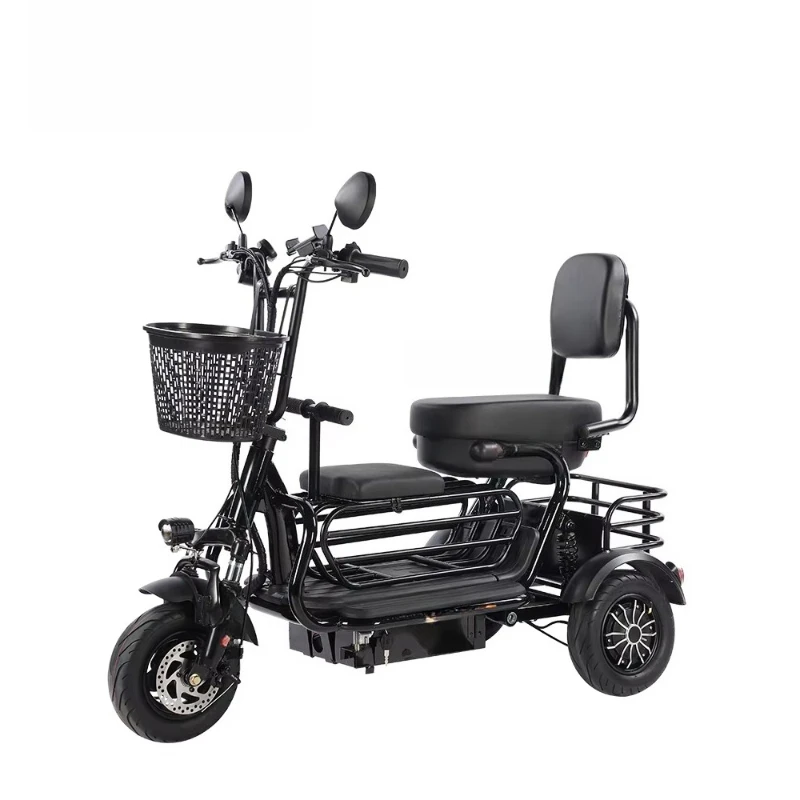 

Steel electric tricycle, front basket seat, battery remote three-wheel electric scooter, open