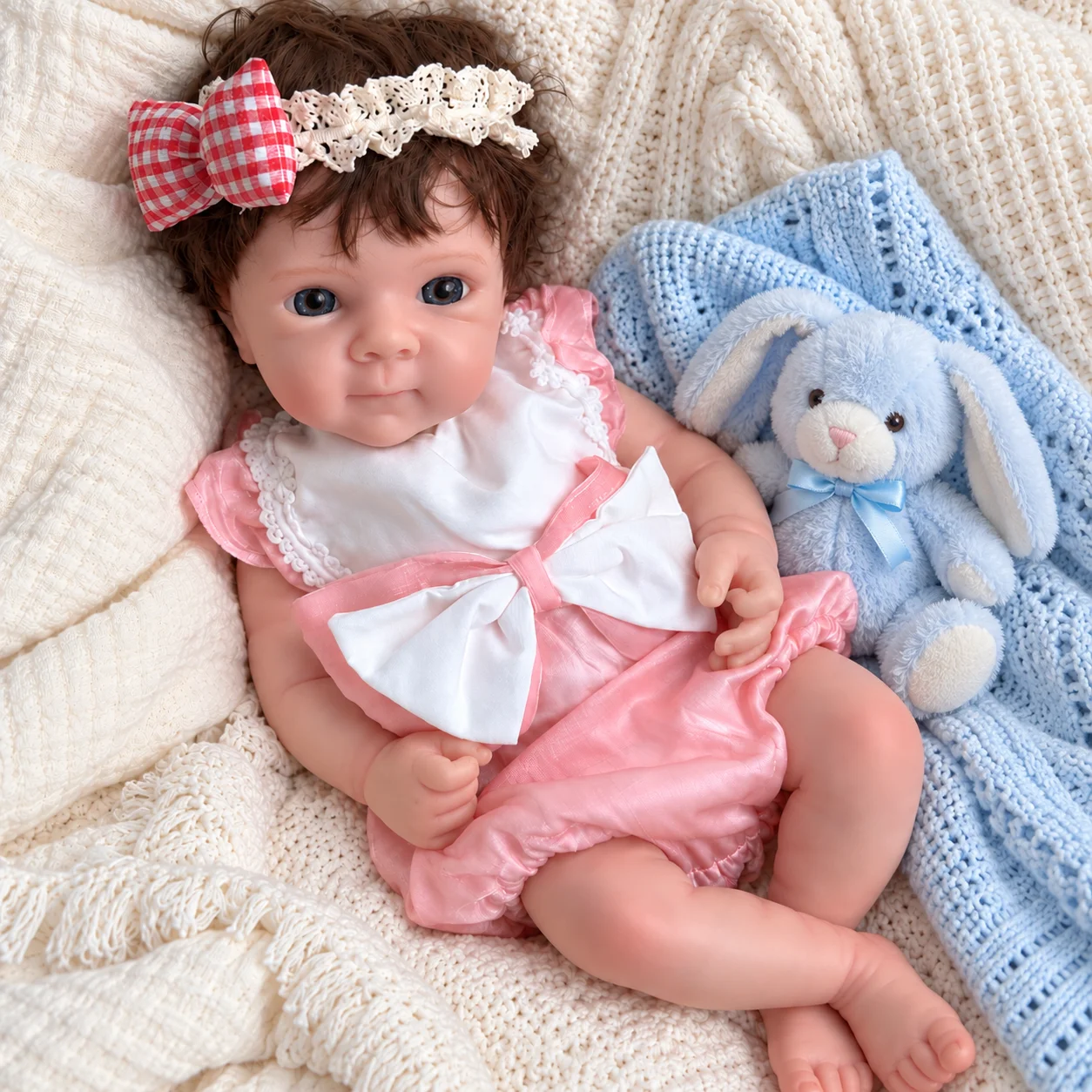 20 Inch Full Body Silicone Reborn Doll With Hair Open‑Mouth Open Eyes Lifelike Real Touch Handcrafted Collectible Display Gift