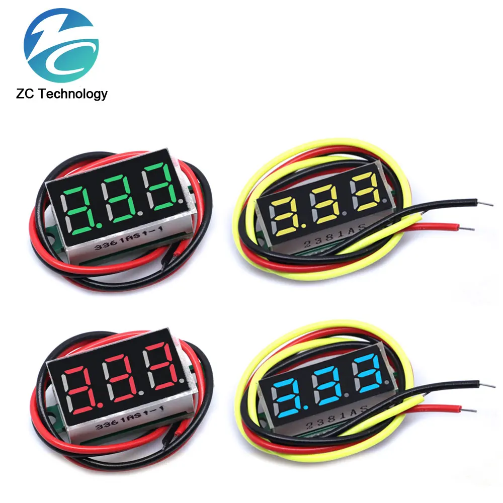 0.28 inch 0.36 DC 0-100V 2 Line 3 Wire Mini Gauge voltage meter Voltmeter Head LED Display Digital Panel Meter Detector Tools