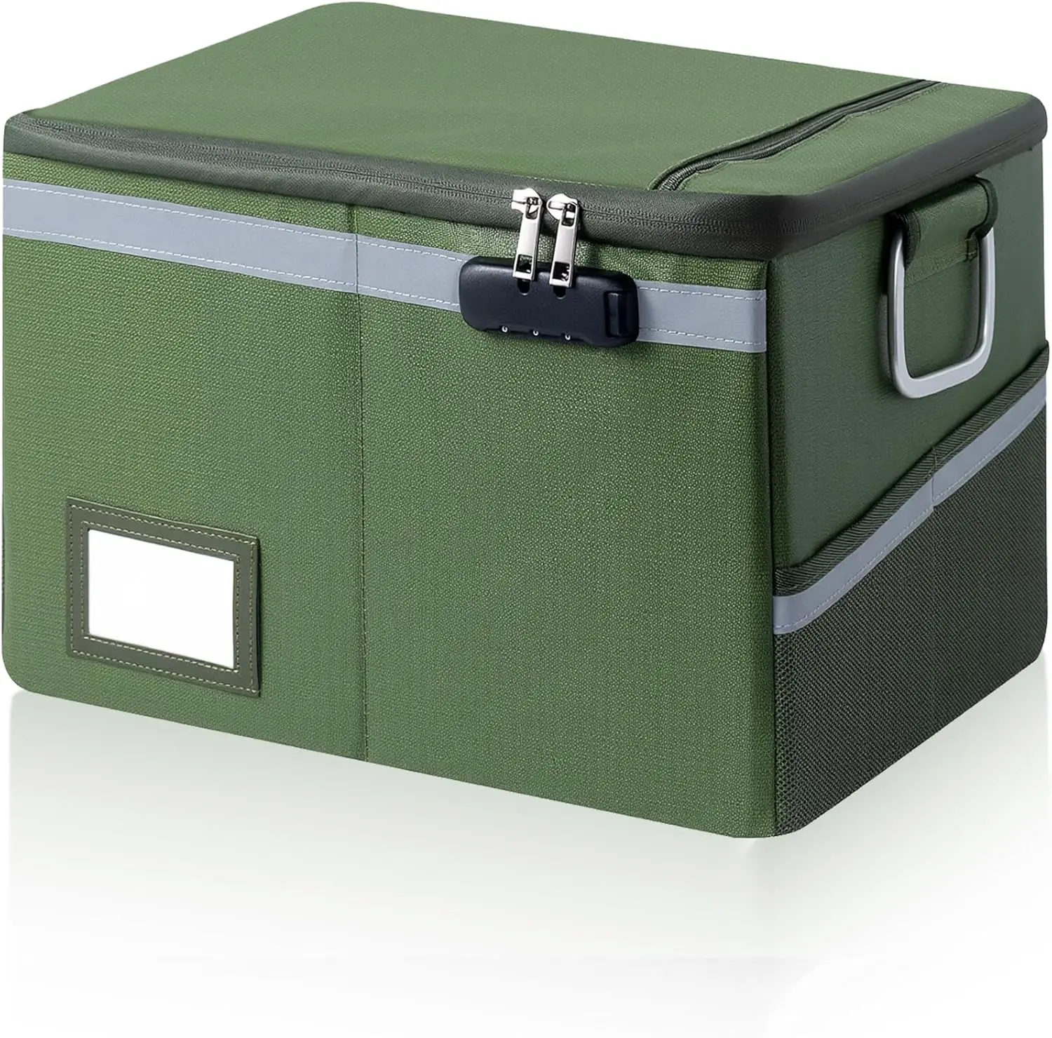 

Fireproof Waterproof Document Box with Lock - Collapsible Portable File Organizer Hard Shell Storage for Hanging Letter/Legal