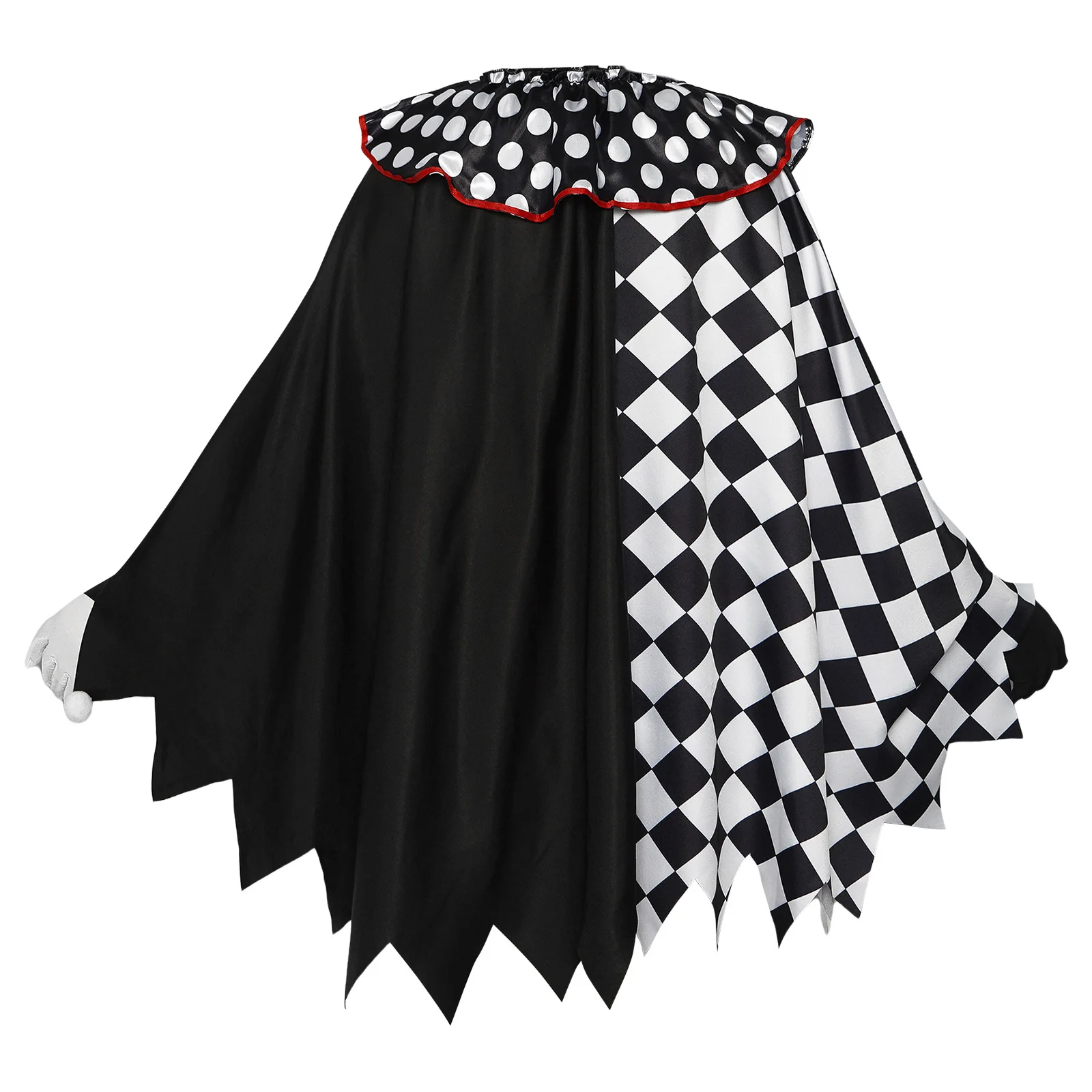 Halloween Scary Clown Cosplay Costume for Women Black White Cloak Fancy Dress Adult Cosplay Stage Performance Outfit - view 4