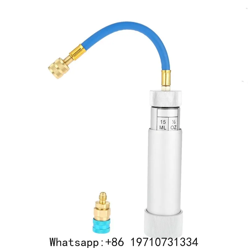 

1/4in SAE Oil Injector Oil Injector Refrigerant Injector 1/4in SAE Connector 2oz for R134A R410A R22 R12