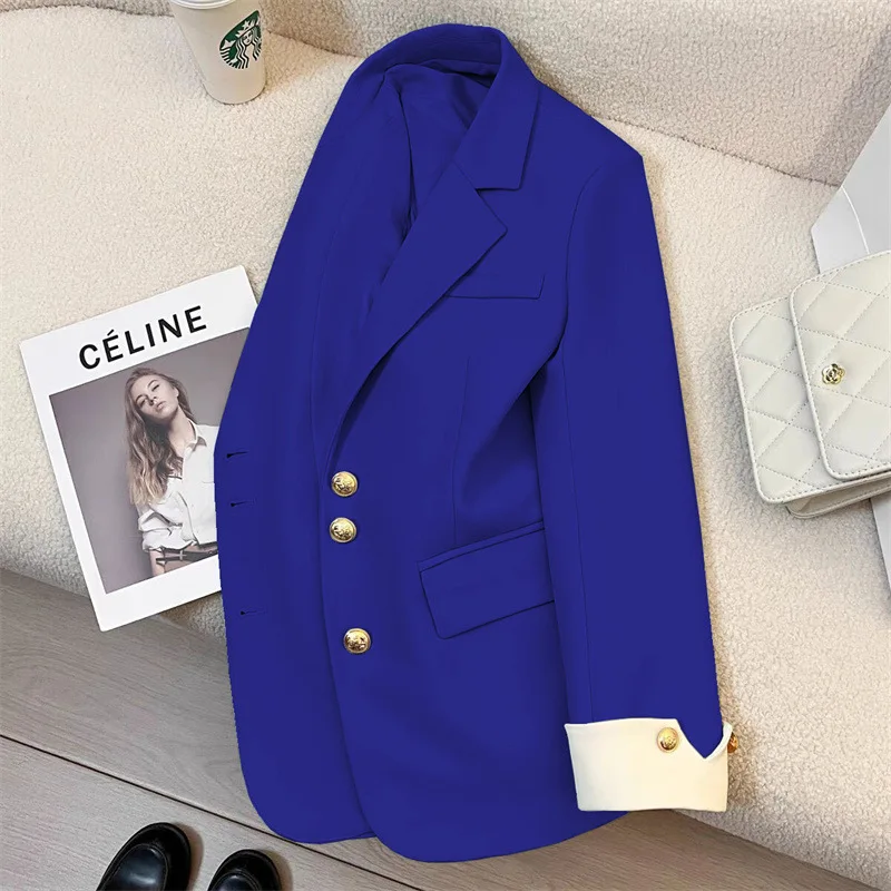 Spring New Fashion Women’s Casual Elegant Trendy Solid Color Single-breasted Long Sleeve Suit Blazers Female Clothes Coats Tops