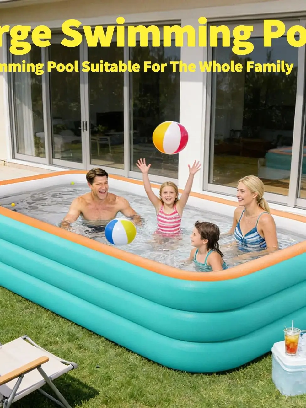 Der aufblasbare Familienpool ist langlebig und dickwandig, geeignet für große Schwimmbecken für Garten- und Rasenpartys.