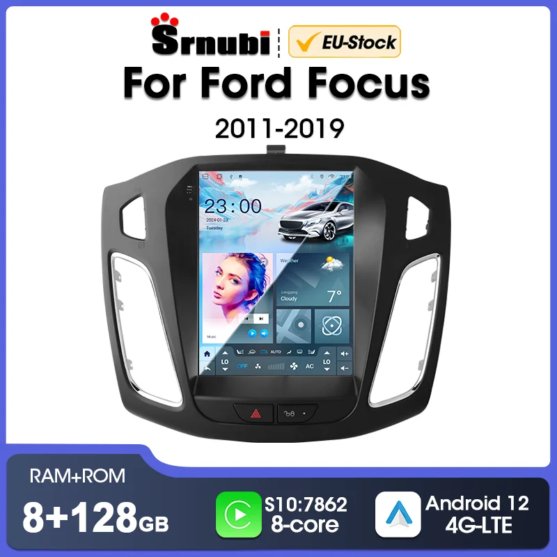 Srnubi Carplay Android 12 Car Radio For Ford Focus 3 2011-2019 Autoradio 2 Din Multimedia Video Player DSP 4G Stereo Navigation