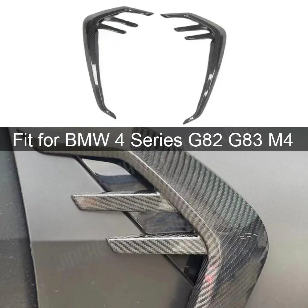 Dry Carbon Fiber Front Side Fender Fin Splitters For BMW 4 Series G82 G83 M4 2021+ Car Fog Lamp Air Vent Cover Trim Bodykits