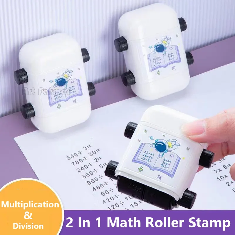 2 em 1 Math Roller Stamp Dentro de 100 Multiplicação e Divisão Dual Head Smart Math Practice Selos de Ensino para Crianças