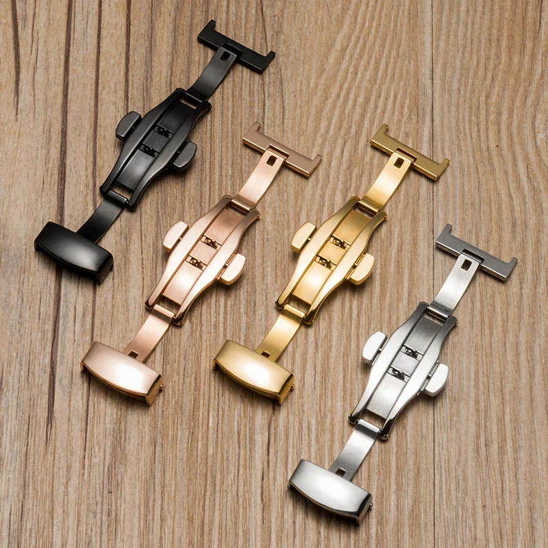 16mm 18mm 20mm 22mm 24mm Butterfly Deployment Buckle Automatic Stainless Steel Clasp for Watch Band Replace Clasp with Tool