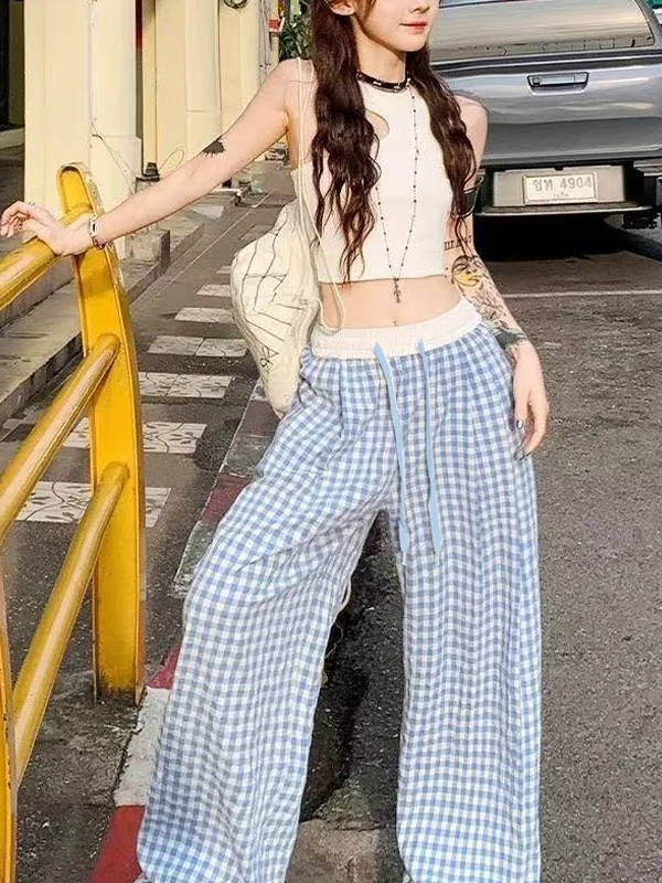 ลดน้ําหนักเชียร์แคบกางเกงลําลองของผู้หญิงฤดูใบไม้ผลิฤดูร้อนบางหลวมกางเกงลําลองอเนกประสงค์เอวสูงกางเกงขาตรง