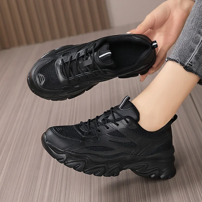 Women Breathable Sports Fitness Casual Sneakers Fashion All-Match Thick Bottom Running Shoes Ladies Non-Slip Dad jogging Shoes