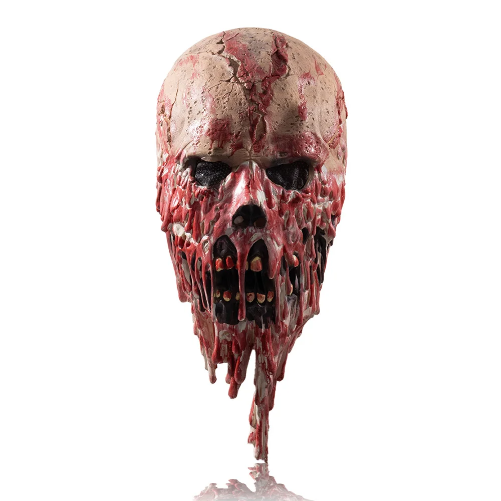 Horror Bloody Skull Mask Cosplay Scary Skeleton Full Face Latex Masks Helmet Halloween Party Costume Props 6