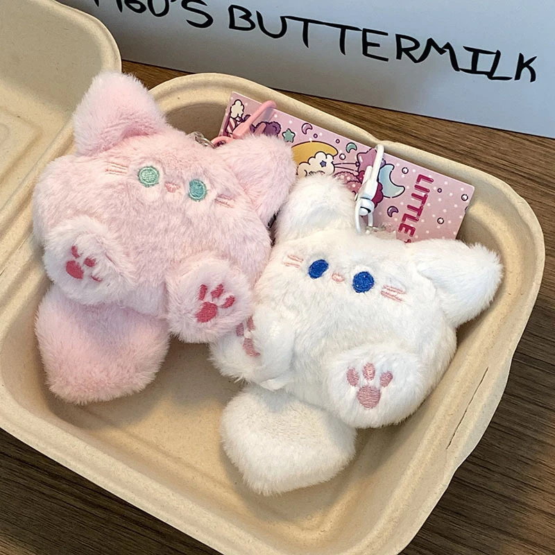 Kawaii Soft Stuffed Animal Little Cat Keychain Plush Bag Car Pendant Keychain DIY Trinket Kids Stuffed Animal Toys