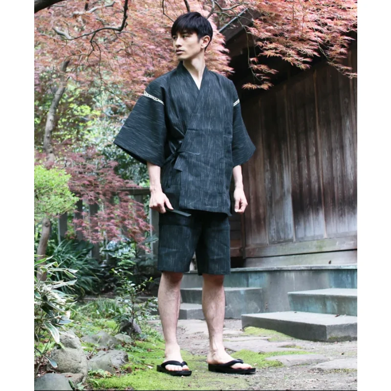 Summer 95% cotton Japan style Kimono pajamas sets for men Male short sleeve sleep lounge sleepwear Man Kimono Yukata A52511