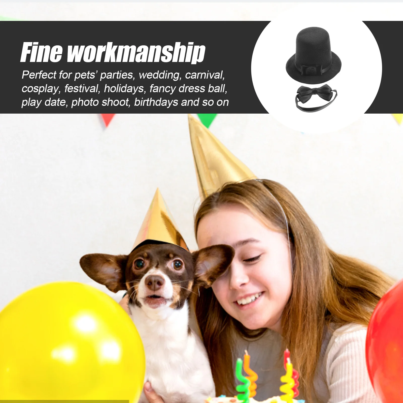 

Exquisite Pet Dog Cat Hat Bow Tie for Festivals Parties Cosplay Halloween Decor Supplies Dog Hat Pet Halloween Supply