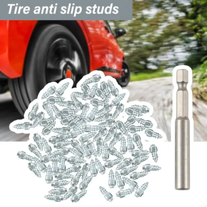 

9mm/12mm Carbides Screw Tire Studs Snow Spikes AntiSlip/Antiice for Car/Snowmobile/Tractor with Installation Tool D7YA