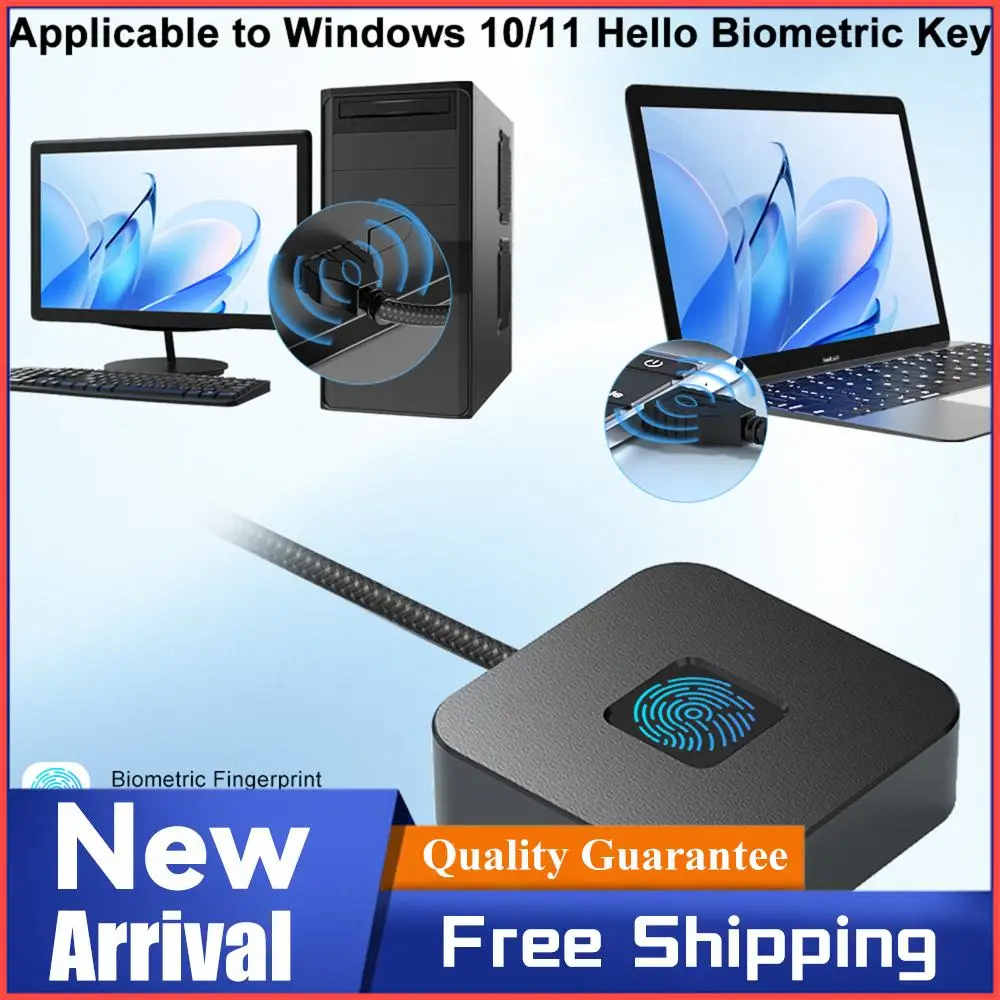 Computer Fingerprint Login Device with 1.5m USB Extension Cable Windows Hello Touch ID Fingerprint Reader for Windows 11/10