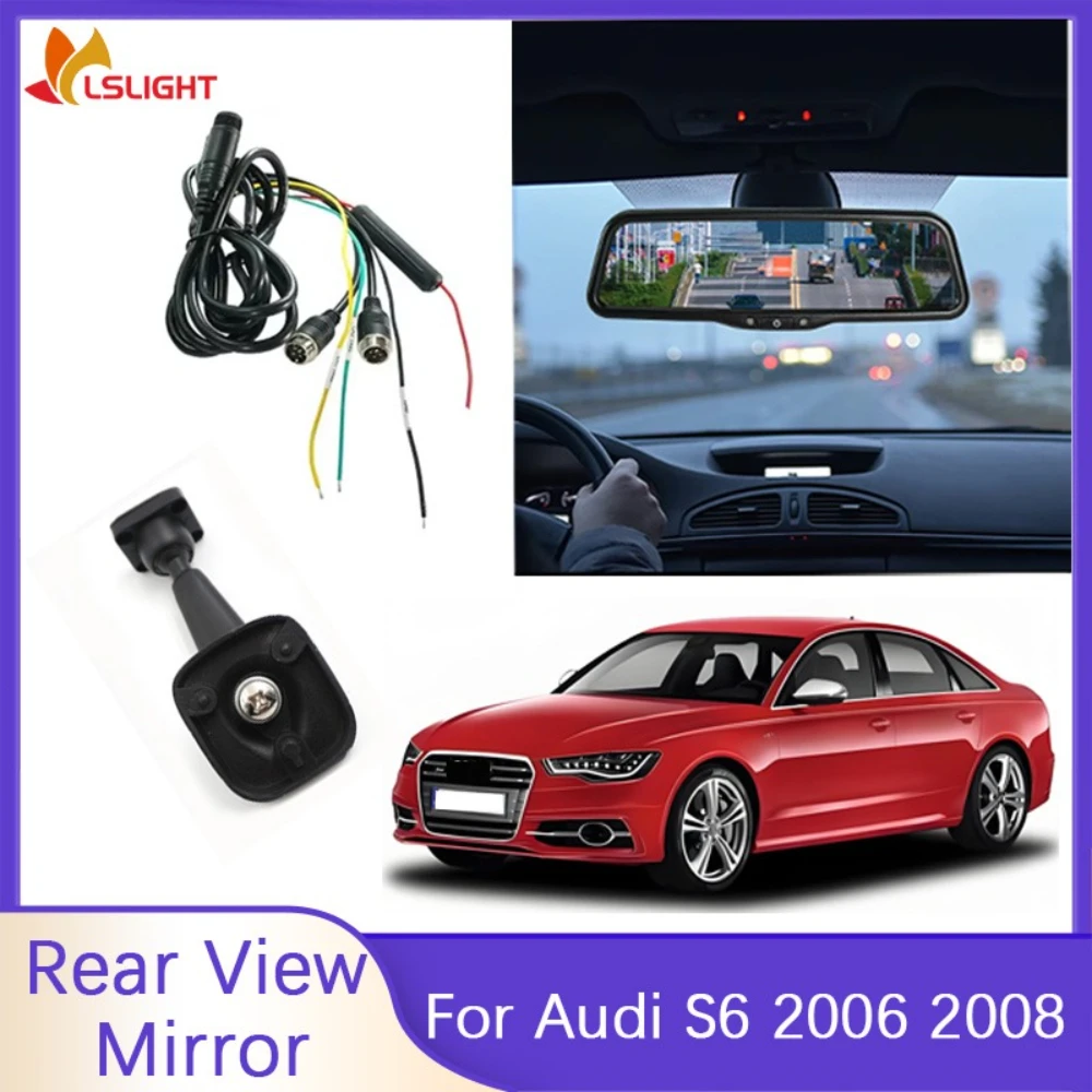 Car Rearview Mirror For Audi S6 2006 2008 9.66Inch 1080P HD Monitor AHD Adjustable Screen Brightness With Original Bracket