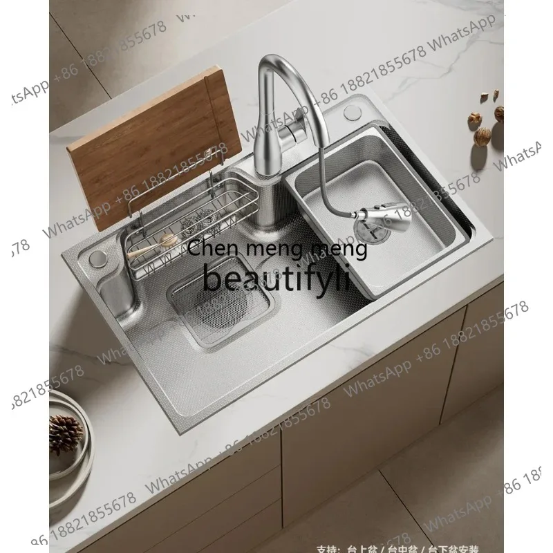 

Sink Japanese-style large single slot 4mm panel vegetable basin dishwasher 304 stainless steel R25 LHY26