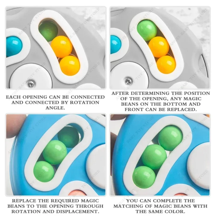 Montessori Rotating Magical Bean Fingertip Toy Children IQ Mind Brain Teaser Game Educational Spinners Stress Relief Toys Gifts