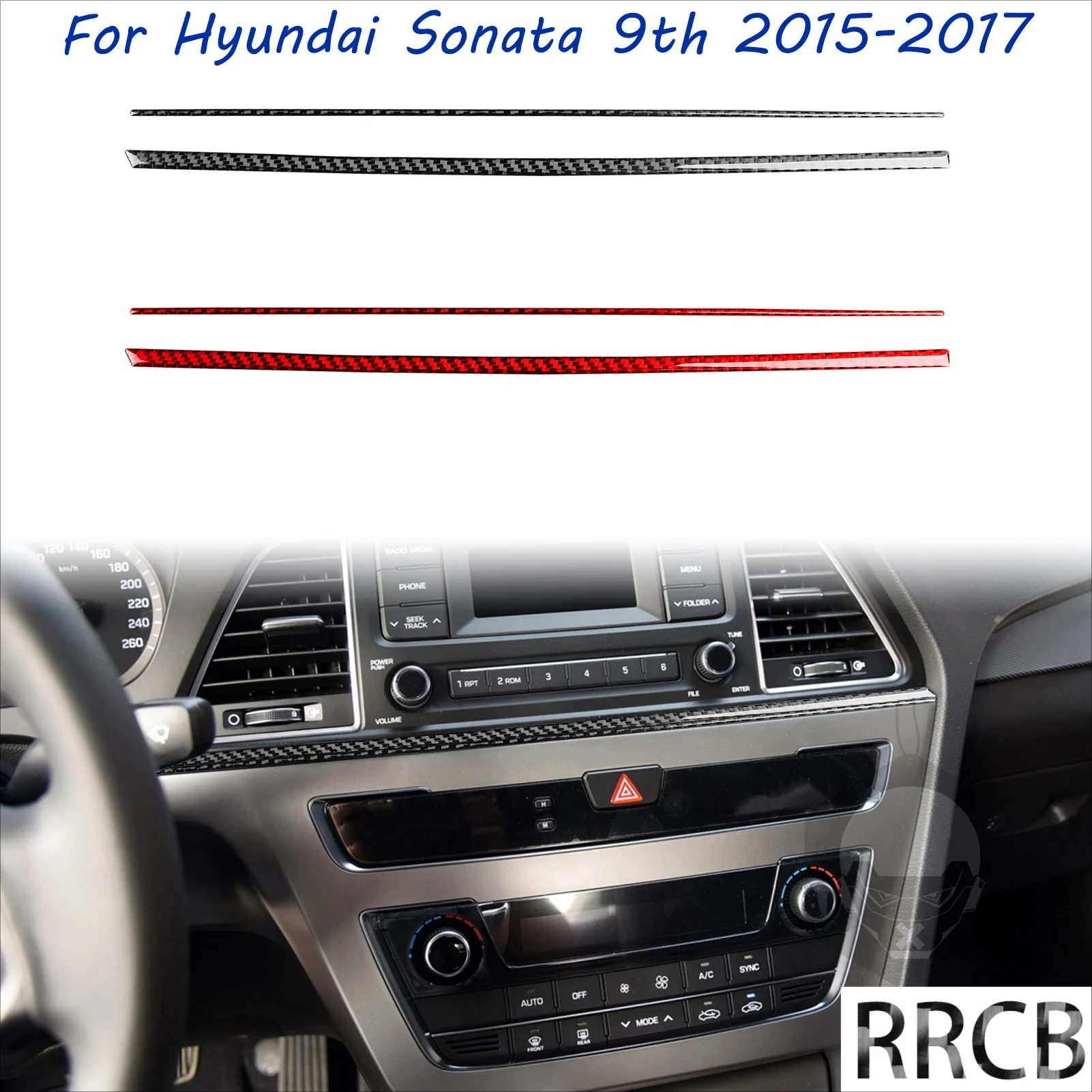 

For Hyundai Sonata 9 2015 2016 2017 Central Control Center Console Trim Strip Real Carbon Fiber Sticker Car Interior Accessories