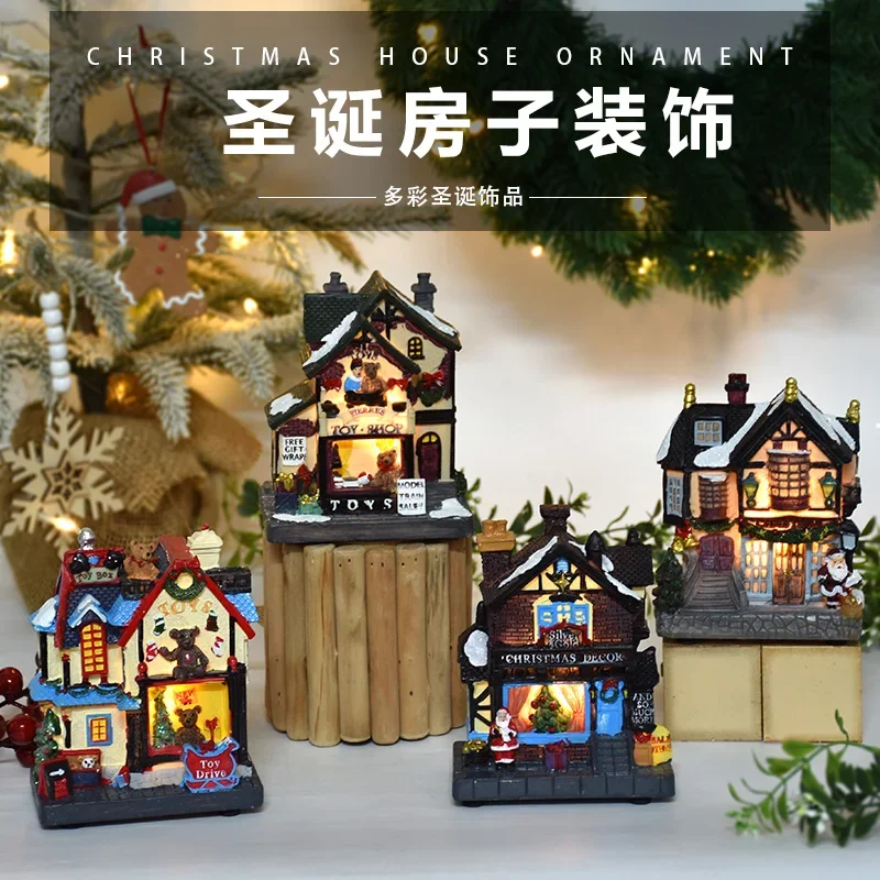 Creative Christmas gift luminous resin small house model