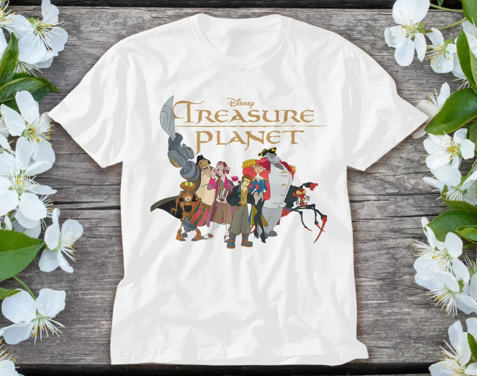 

Новая летняя мужская футболка с рисунком Disney Treasure Planet, одежда для повседневного отдыха и тематических мероприятий, унисекс, из чистого хлопка, с короткими рукавами