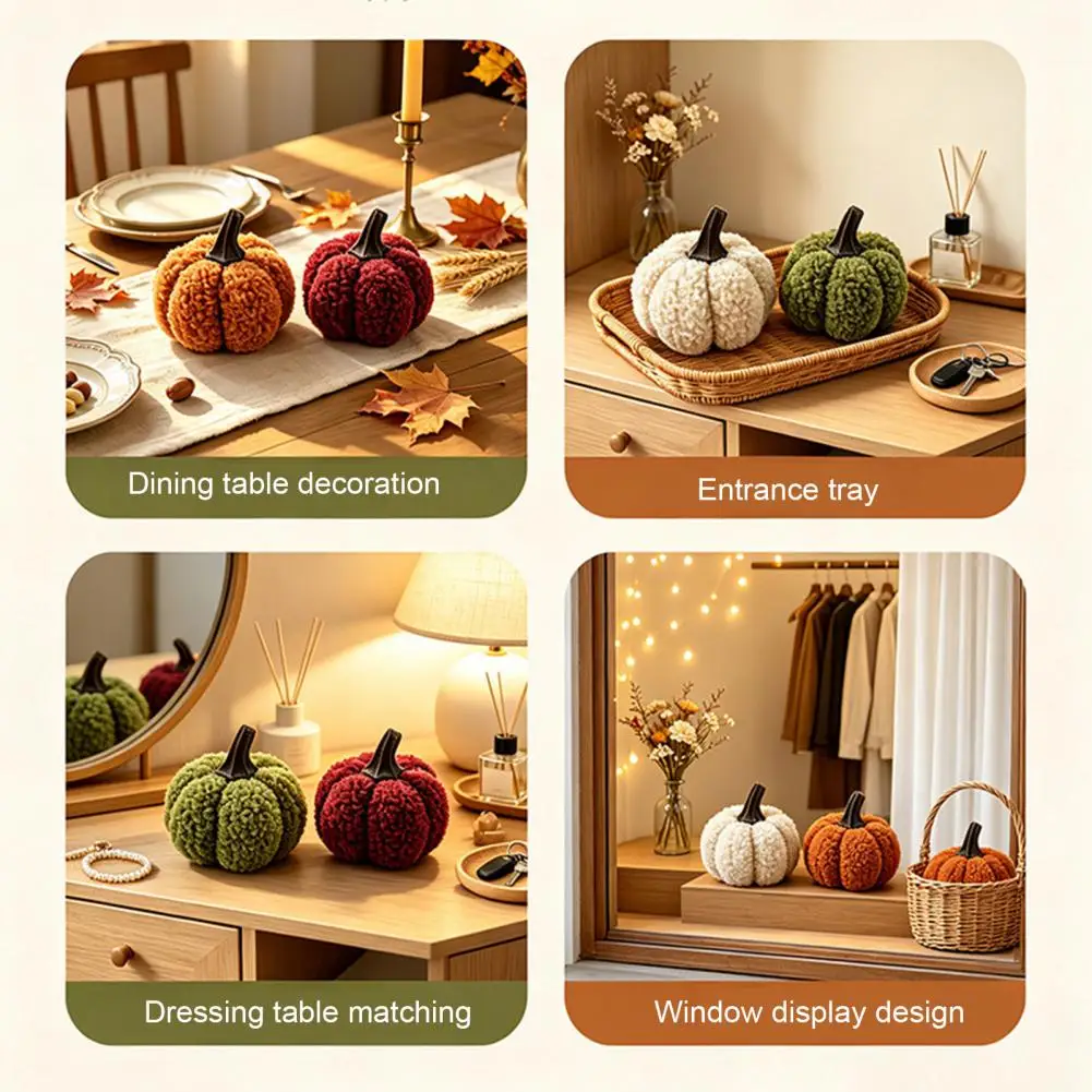 Autumn Harvest Table Centerpiece Soft Touch Decorative Pumpkins Mini Plush Pumpkin Decoration Fall Stuffed Pumpkin Ornament