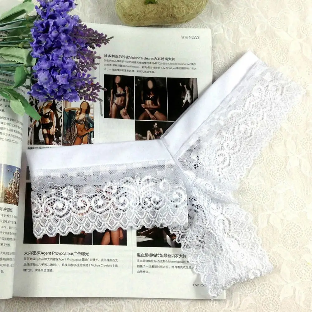 Lady Underpants Elastic Waistband Breathable Dressing Up Women Sexy Crochet Lace Panties   Sexy Panties  Daily Wear