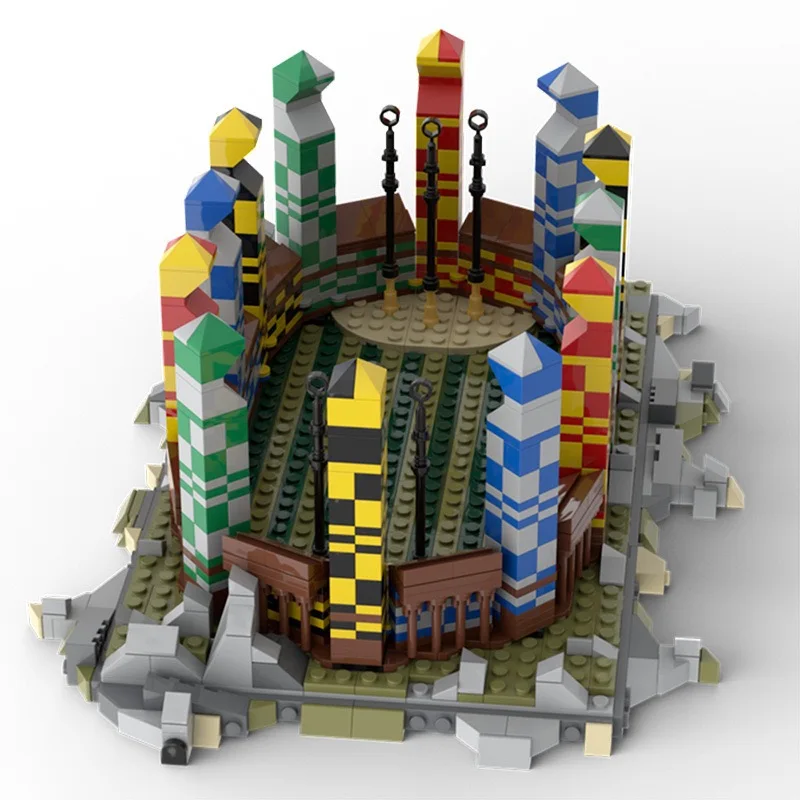 MOC Kreative Expert Magie Schule Modell Bausteine Quiditchs Pitch Sport Veranstaltungsort Architektur Stadt Haus DIY Spielzeug Kinder Geschenke