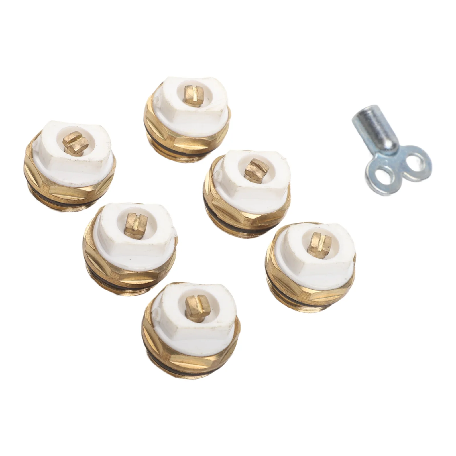 6 Radiator Vent Valves with 12 Inch Brass Drain Valve and Vent Key for Maintaining Air Flow and Performance in Radiator Systems