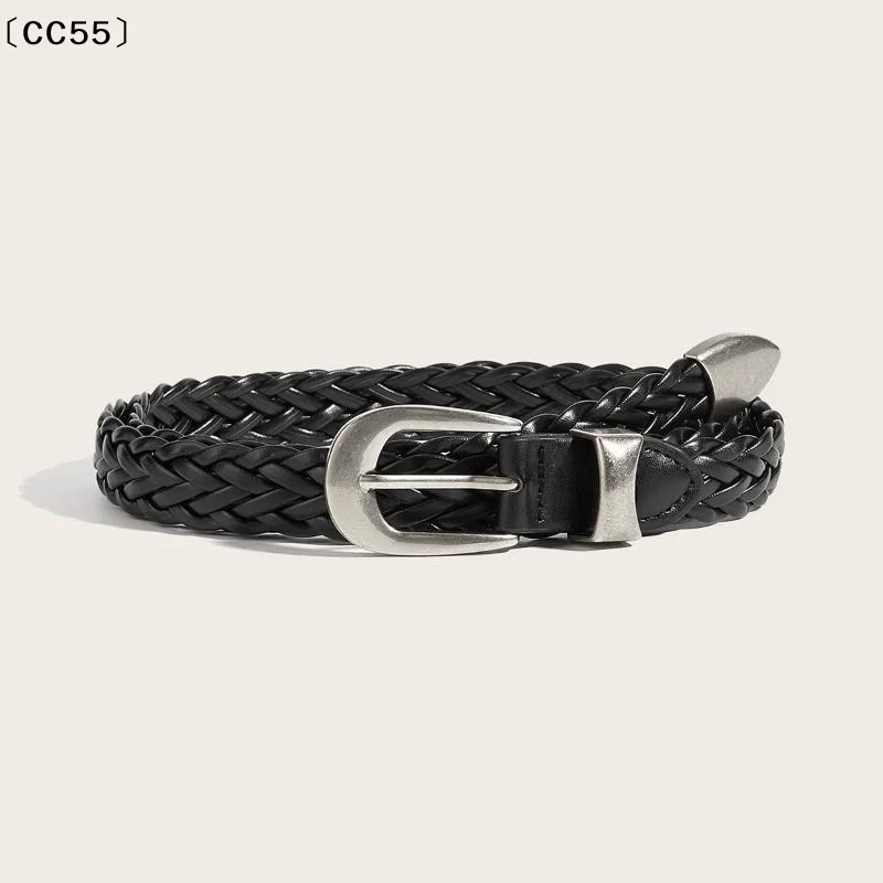 Retro Punk Woven Belt Punch Free Dress Jeans Waistband Twist Waist Strap Belt Braided Leather Waist Belt For Men And Women〔CC55〕