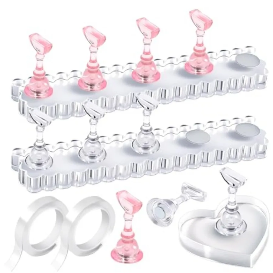 Nail Stand, 2 Set Nail Holder for Painting Nails, Nail Stand for Press on, Press on Nail Stand for Practice, Magnetic Acrylic N