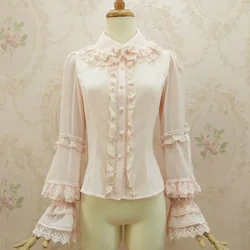 Sweet Lolita Blouse with Double Layered Lace Collar Classic Women's Shirt