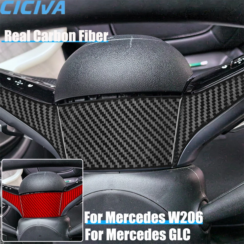 

Real Carbon Fiber Car Accessories Steering Wheel Trim Cover Soft Sticker For Mercedes C-class W206 2022 2023 2024 GLC 2023 2024